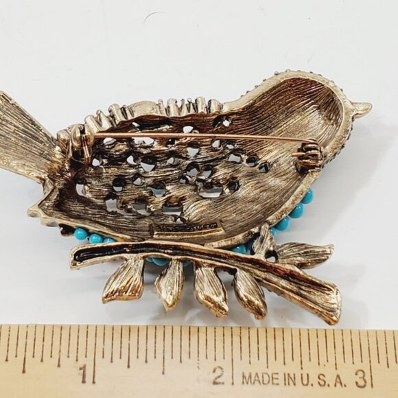 Stunning Signed Large Blue Bird Brooch [921] - Picture 3 of 5